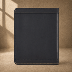 Black crazy-horse leather portfolio front exterior view
