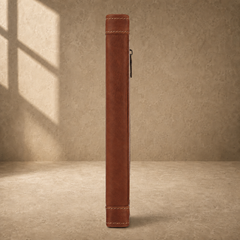 Brown zip work travel portfolio spine view