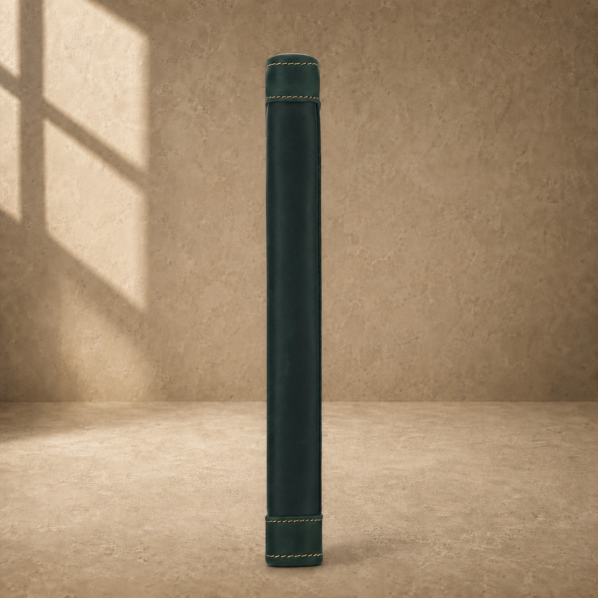 Forest green leather business portfolio slim edge view
