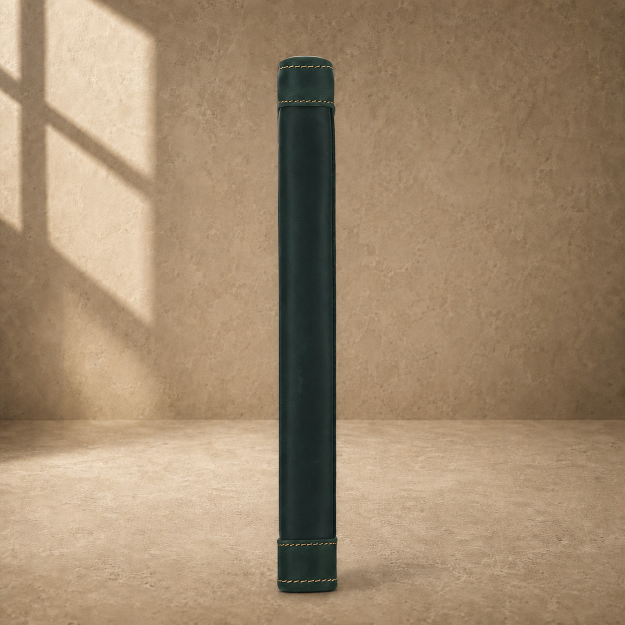 Forest green leather business portfolio slim edge view