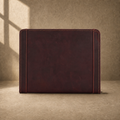 Oxblood leather zip travel portfolio closed rear view