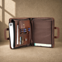 Coffee zip business travel portfolio packed interior hero view