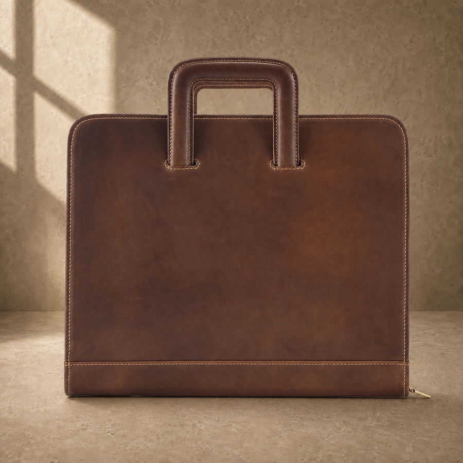 Coffee zip business travel portfolio raised handle front view