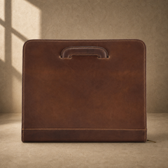 Coffee zip business travel portfolio recessed handle rear view