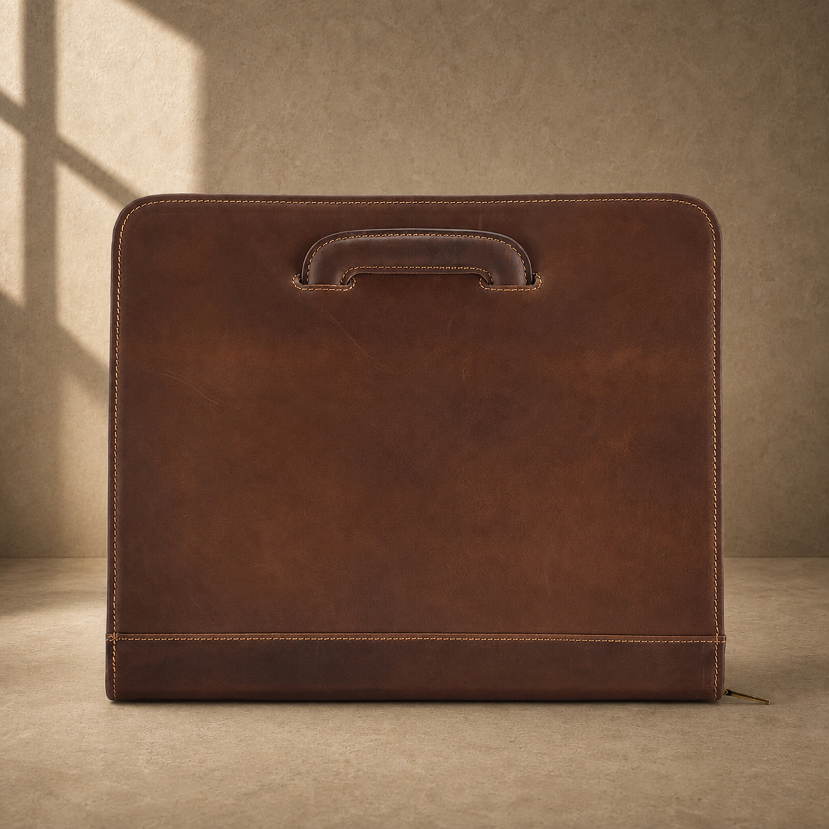 Coffee zip business travel portfolio recessed handle rear view