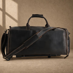 Dark brown rolling garment travel bag with detachable shoulder strap