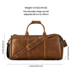 Cognac garment weekender dimensions, weight and shoulder strap range