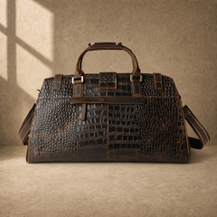 Coffee embossed weekender duffel studio view 5