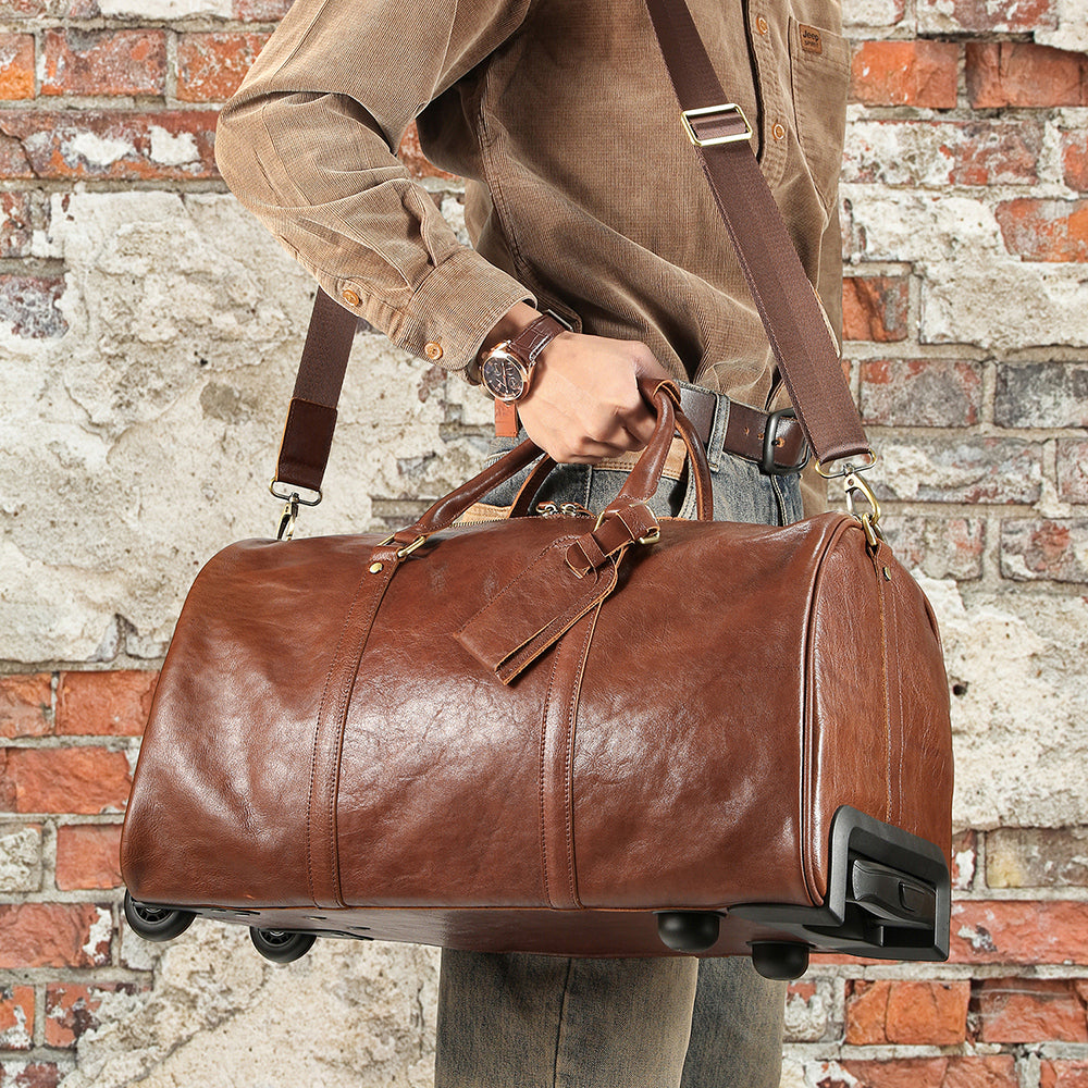 Additional product view of The Voyager Rolling Leather Weekender