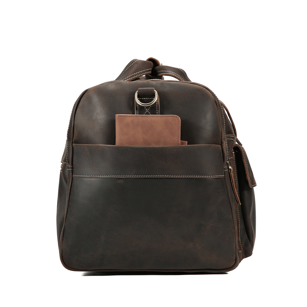 Rear view showing the large exterior zip pocket