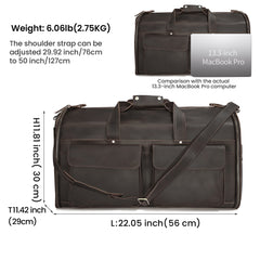 Leather Garment Weekender Duffle Bag