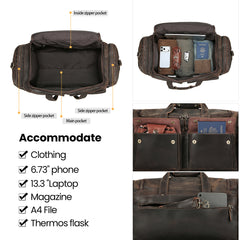 Leather Garment Weekender Duffle Bag