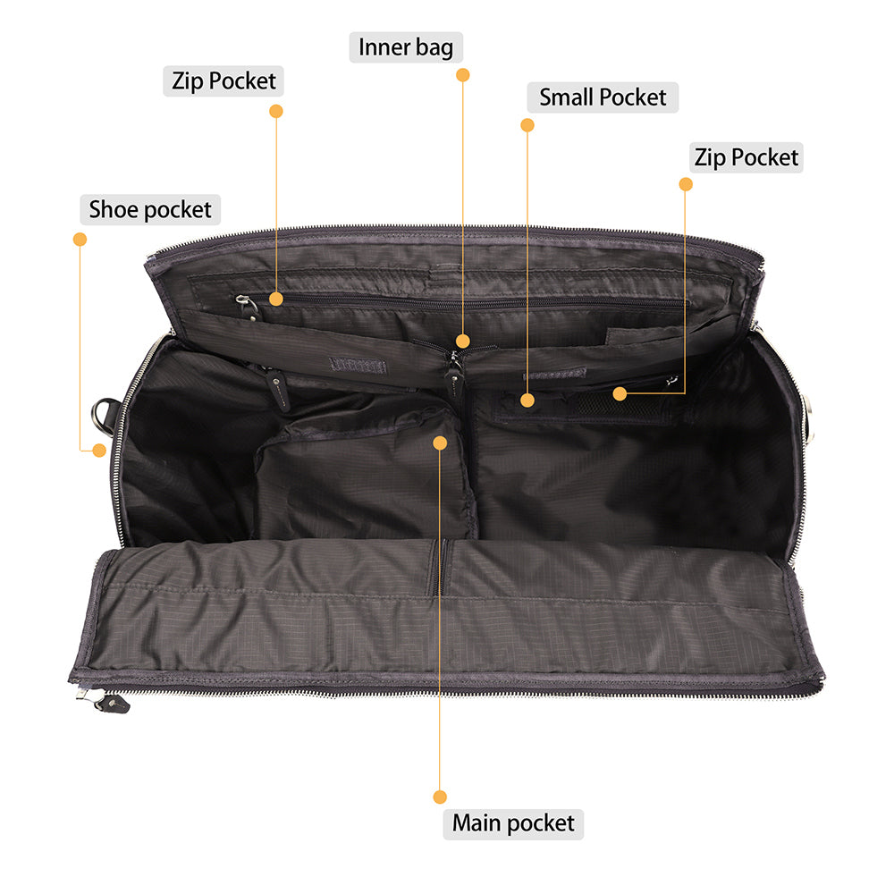Leather Garment Weekender Duffle Bag