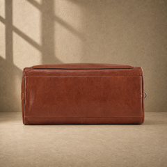 Dark-brown refined travel duffel, reinforced base view