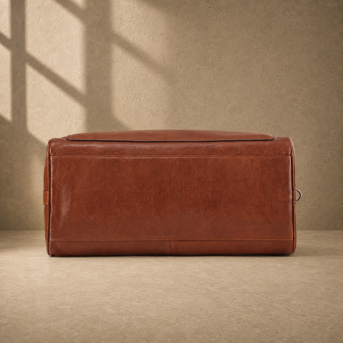 Dark-brown refined travel duffel, reinforced base view
