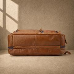 Cognac multi-pocket laptop briefcase reinforced base view