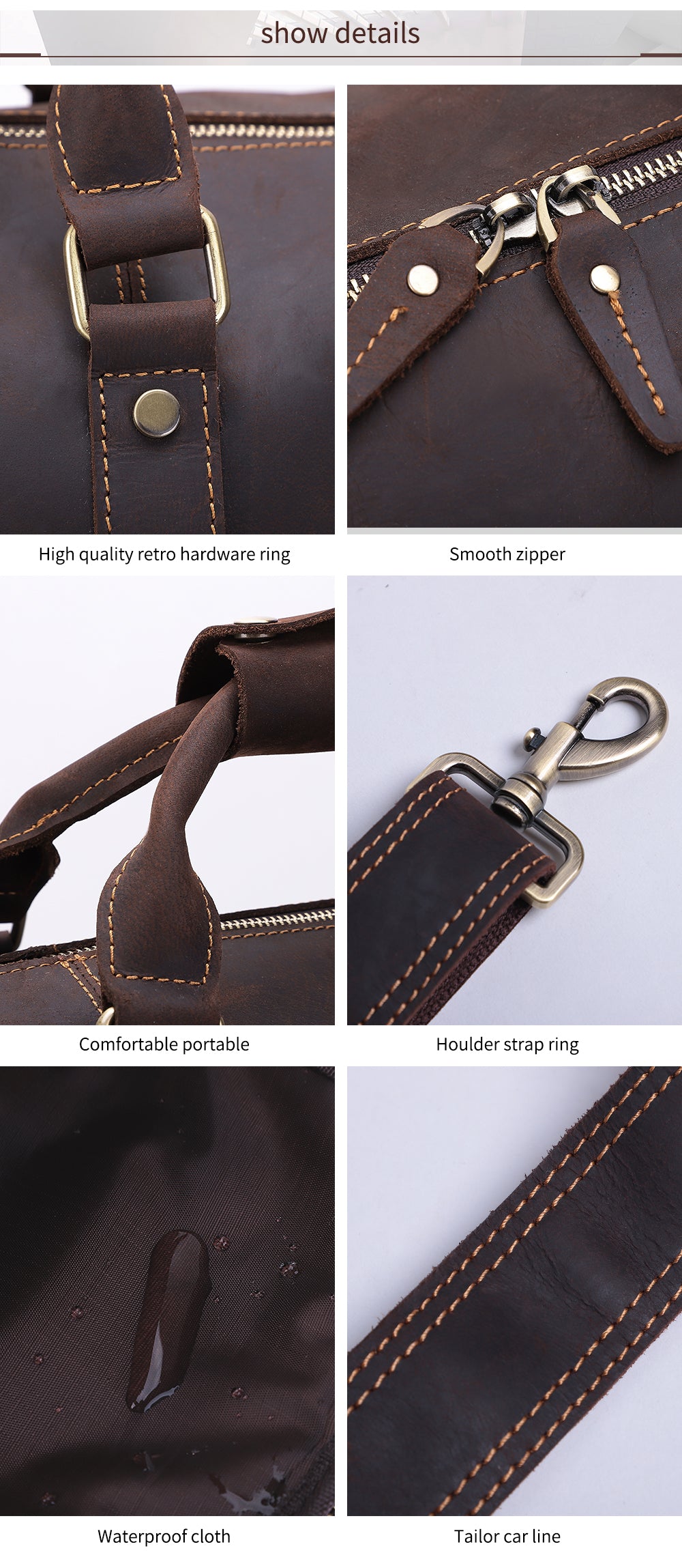 Front product view of The Transit Slim Leather Travel Bag