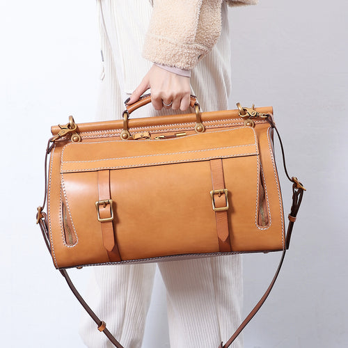 Front product view of The Attache Structured Leather Duffle