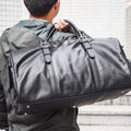 Front product view of The Expedition Black Leather Weekender