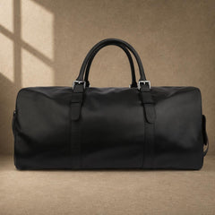 Black Leather Business Travel Duffle
