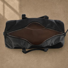 Black Leather Business Travel Duffle