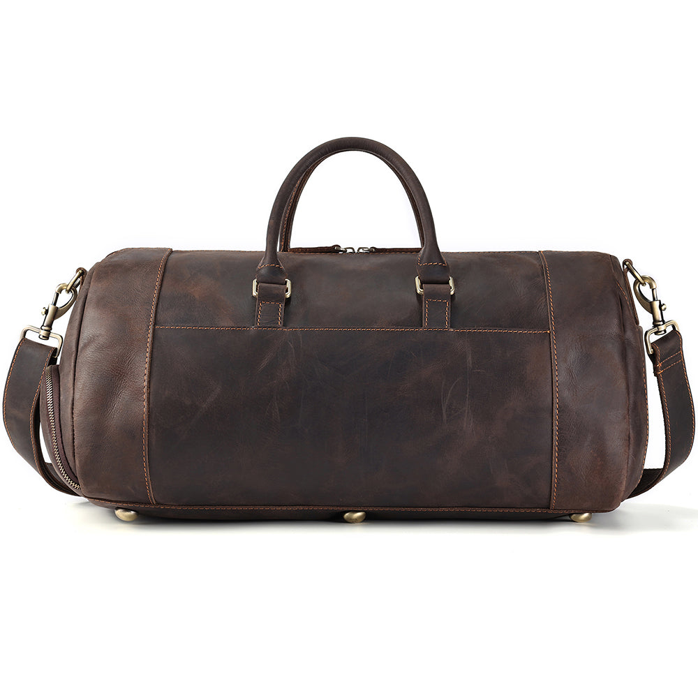 Open main compartment of the Large leather weekender