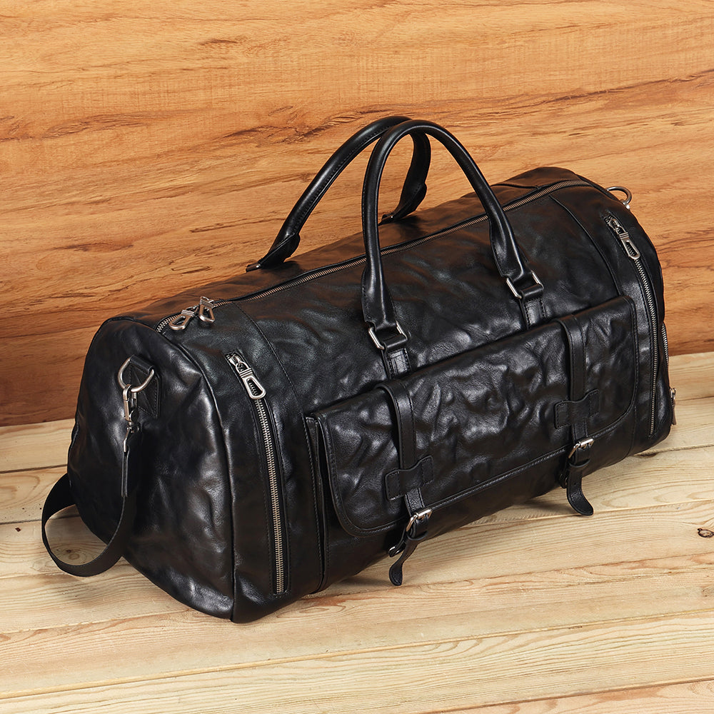 Front product view of The Range Multi-Pocket Black Weekender