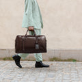 Front product view of The Borough Compact Leather Weekender