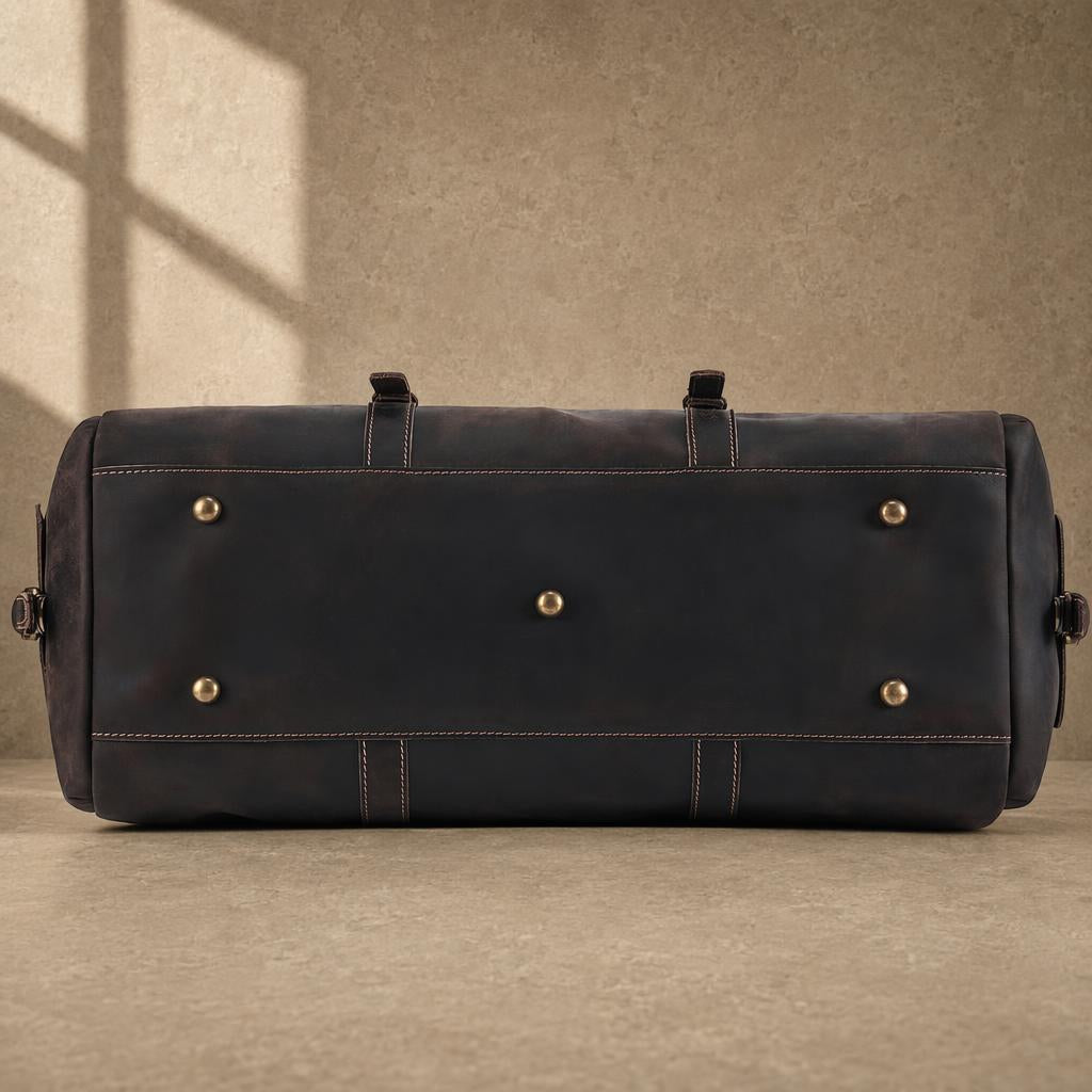 The Harbor Black Leather Holdall Bag