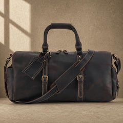 The Harbor Black Leather Holdall Bag