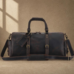 The Harbor Black Leather Holdall Bag