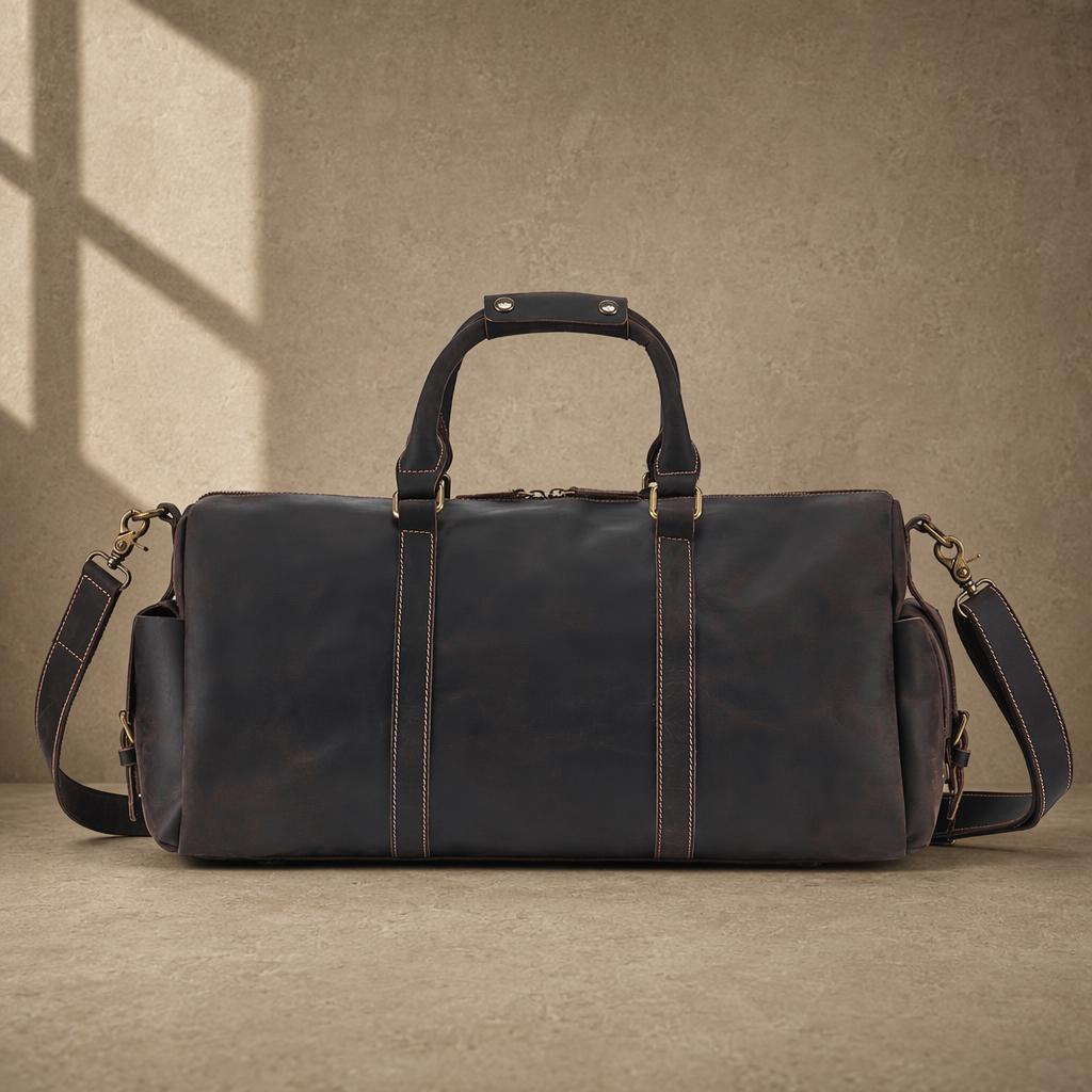 The Harbor Black Leather Holdall Bag