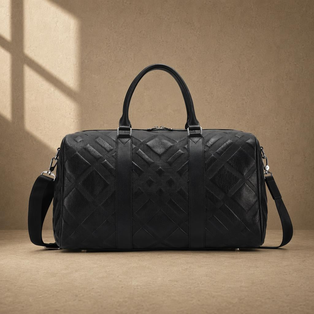 The Harbor Black Leather Holdall Bag