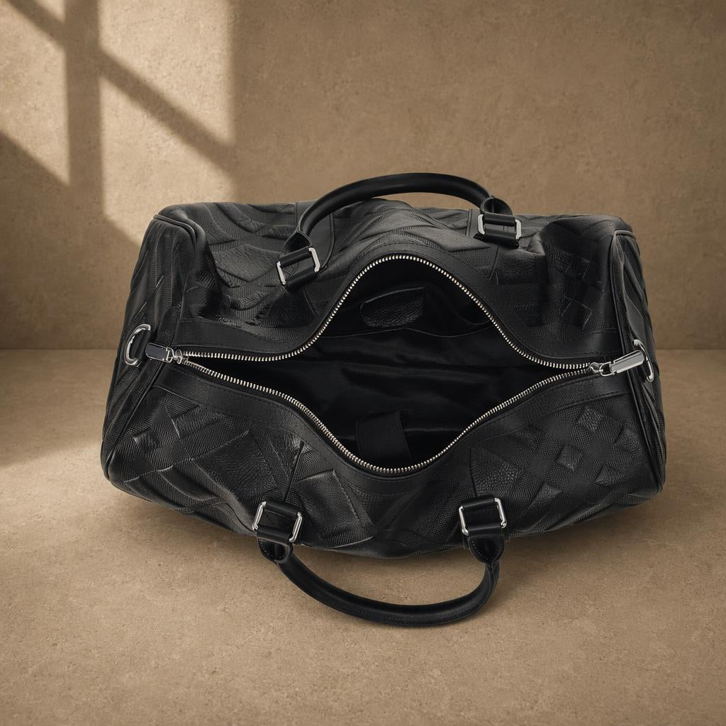 The Harbor Black Leather Holdall Bag
