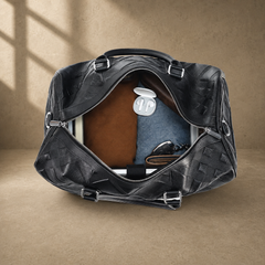 The Harbor Black Leather Holdall Bag
