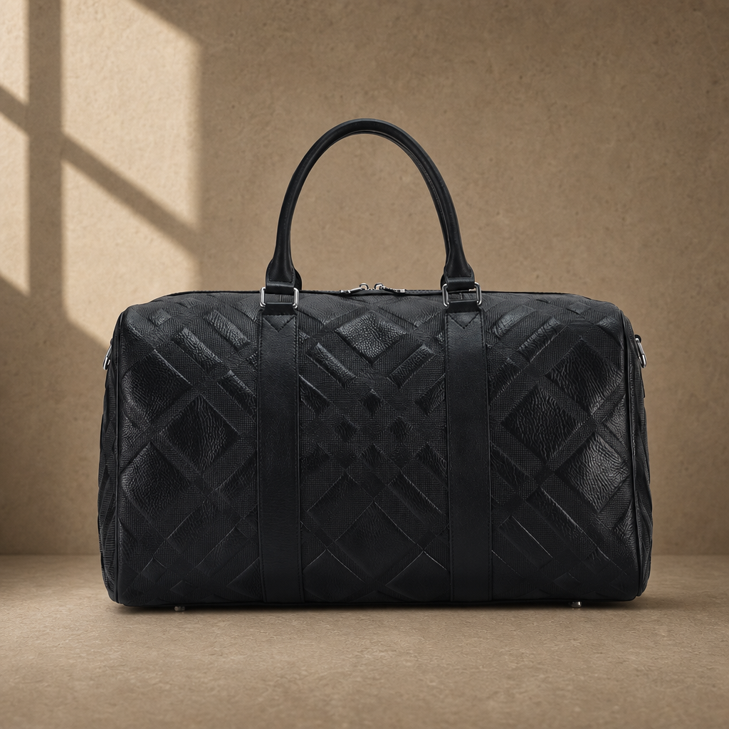 The Harbor Black Leather Holdall Bag