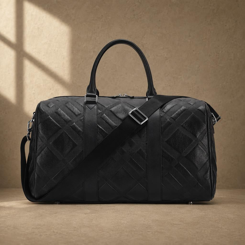 The Harbor Black Leather Holdall Bag