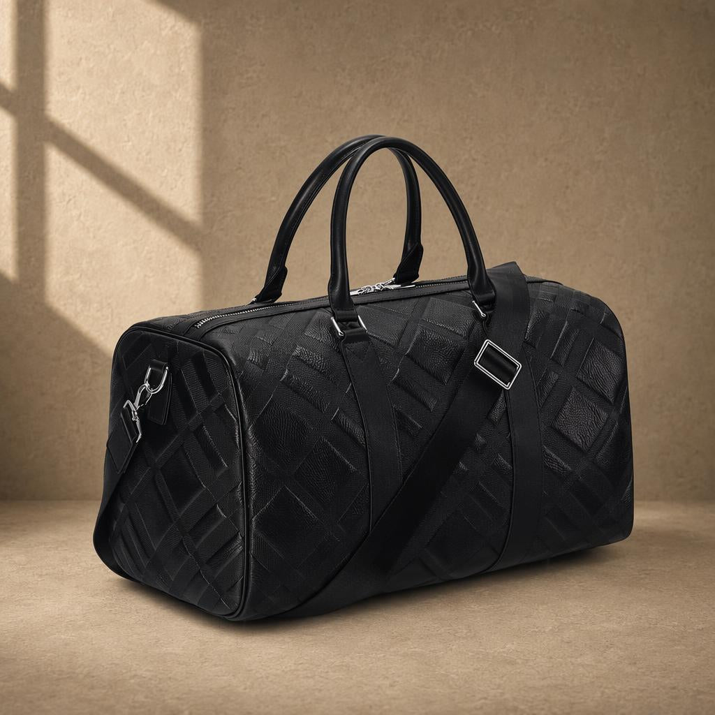 The Harbor Black Leather Holdall Bag