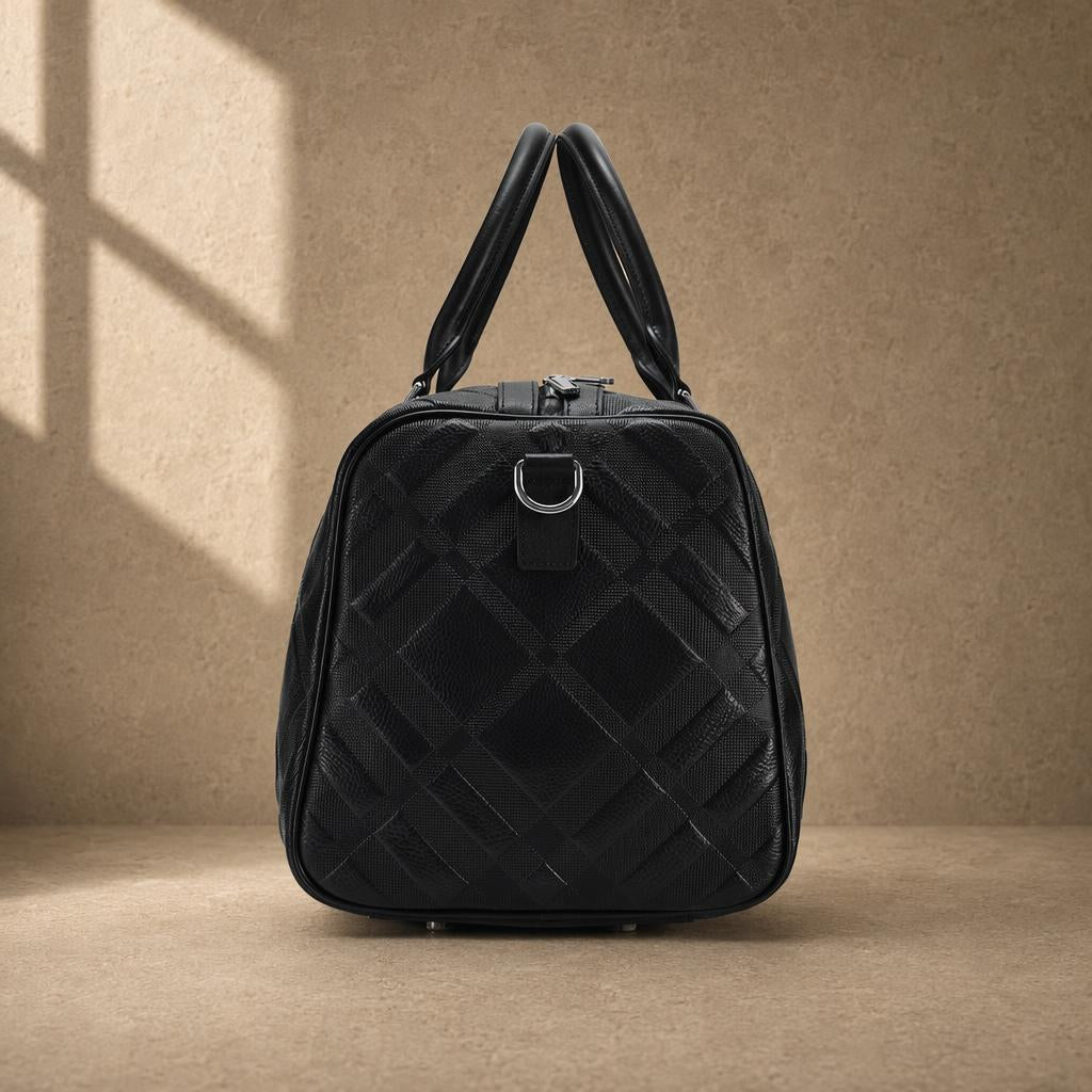 The Harbor Black Leather Holdall Bag