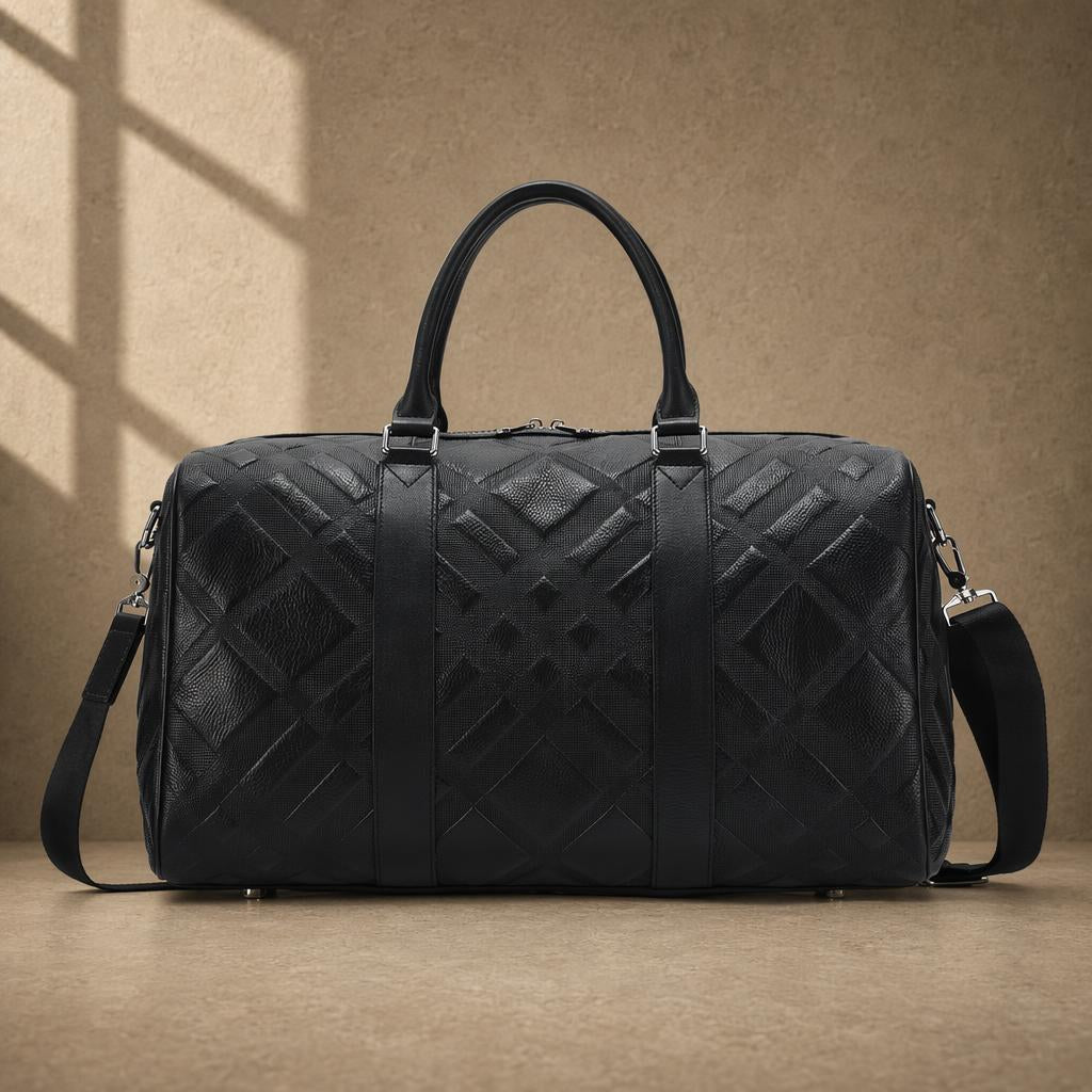The Harbor Black Leather Holdall Bag