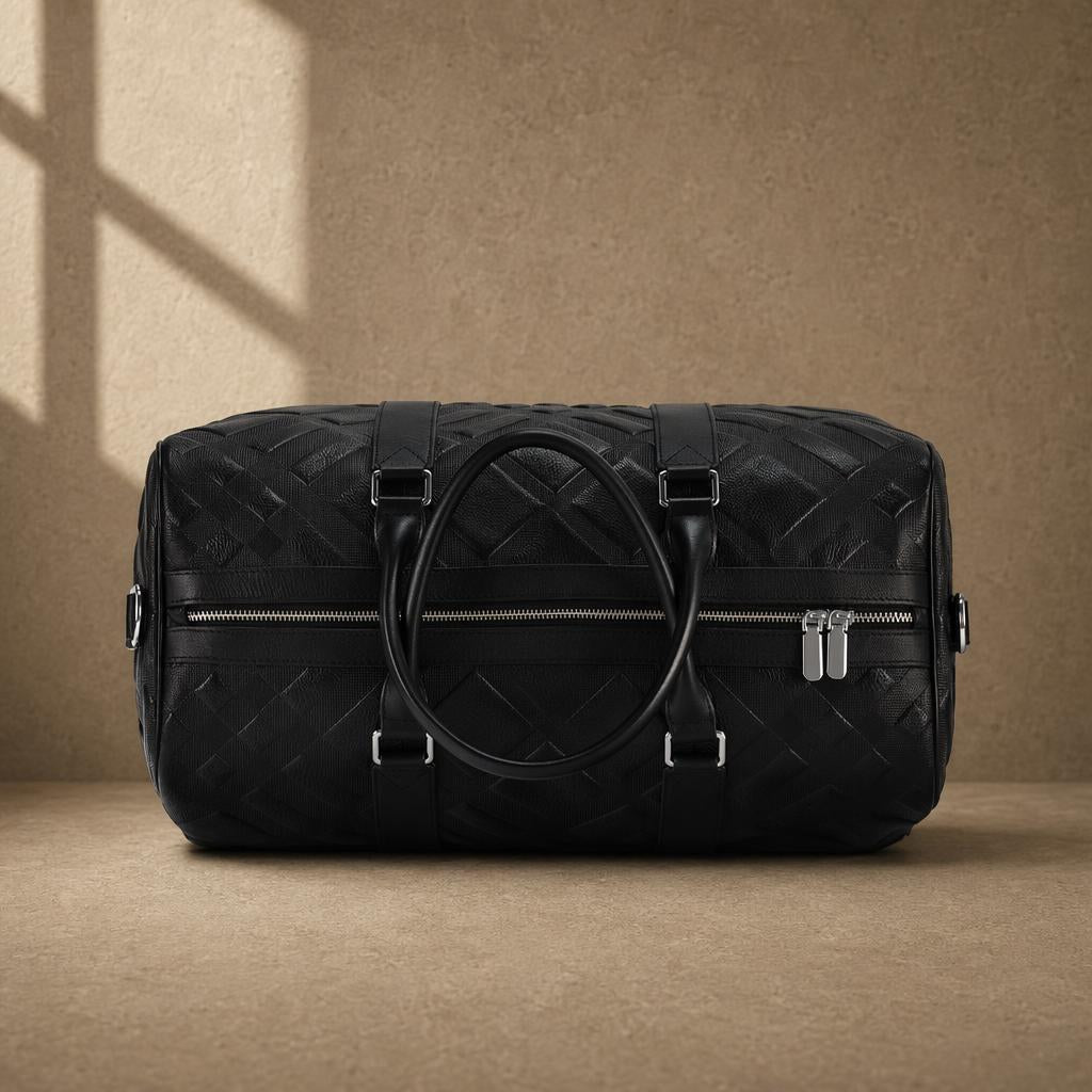 The Harbor Black Leather Holdall Bag