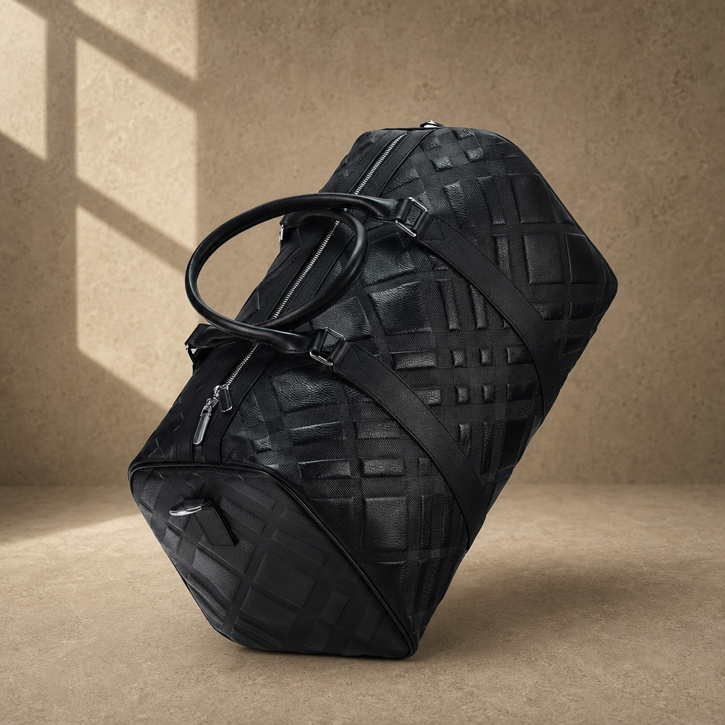 The Harbor Black Leather Holdall Bag