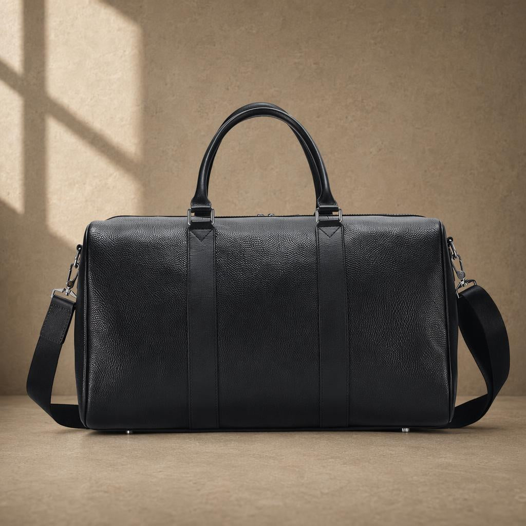 The Harbor Black Leather Holdall Bag