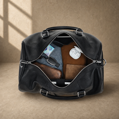 The Harbor Black Leather Holdall Bag
