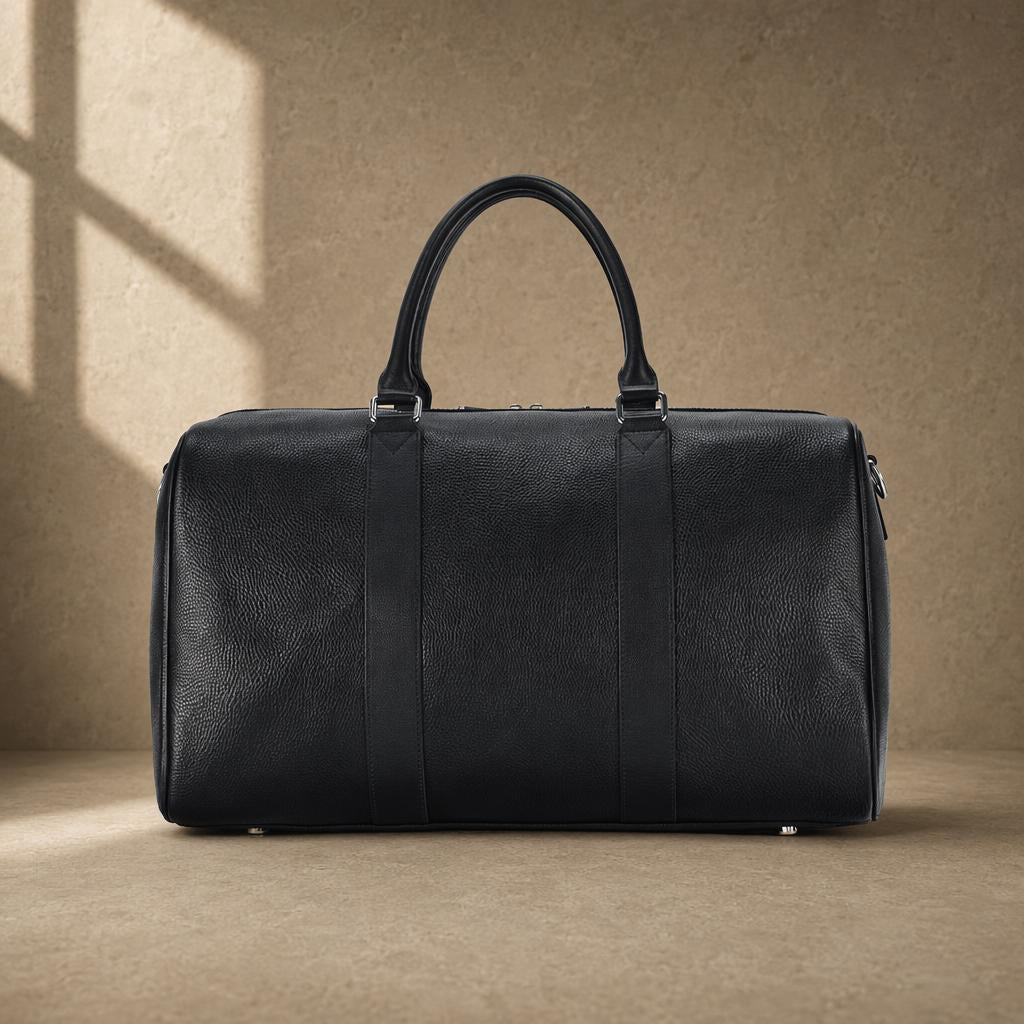 The Harbor Black Leather Holdall Bag