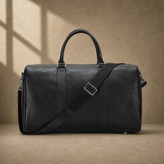 The Harbor Black Leather Holdall Bag