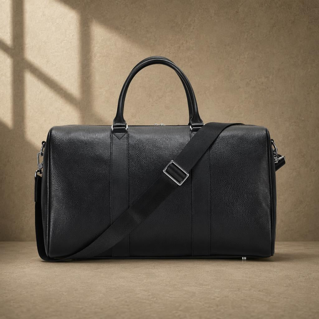 The Harbor Black Leather Holdall Bag