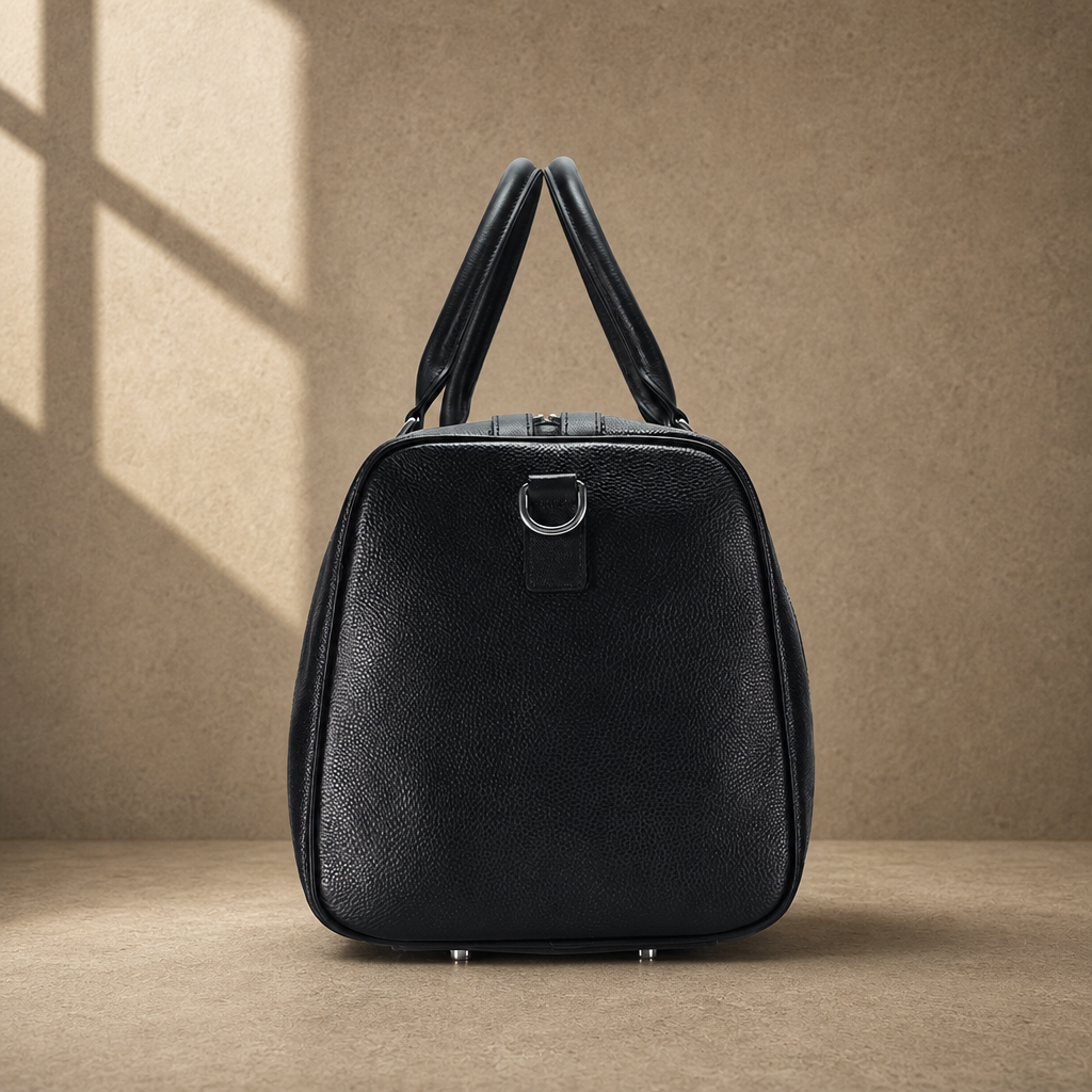 The Harbor Black Leather Holdall Bag