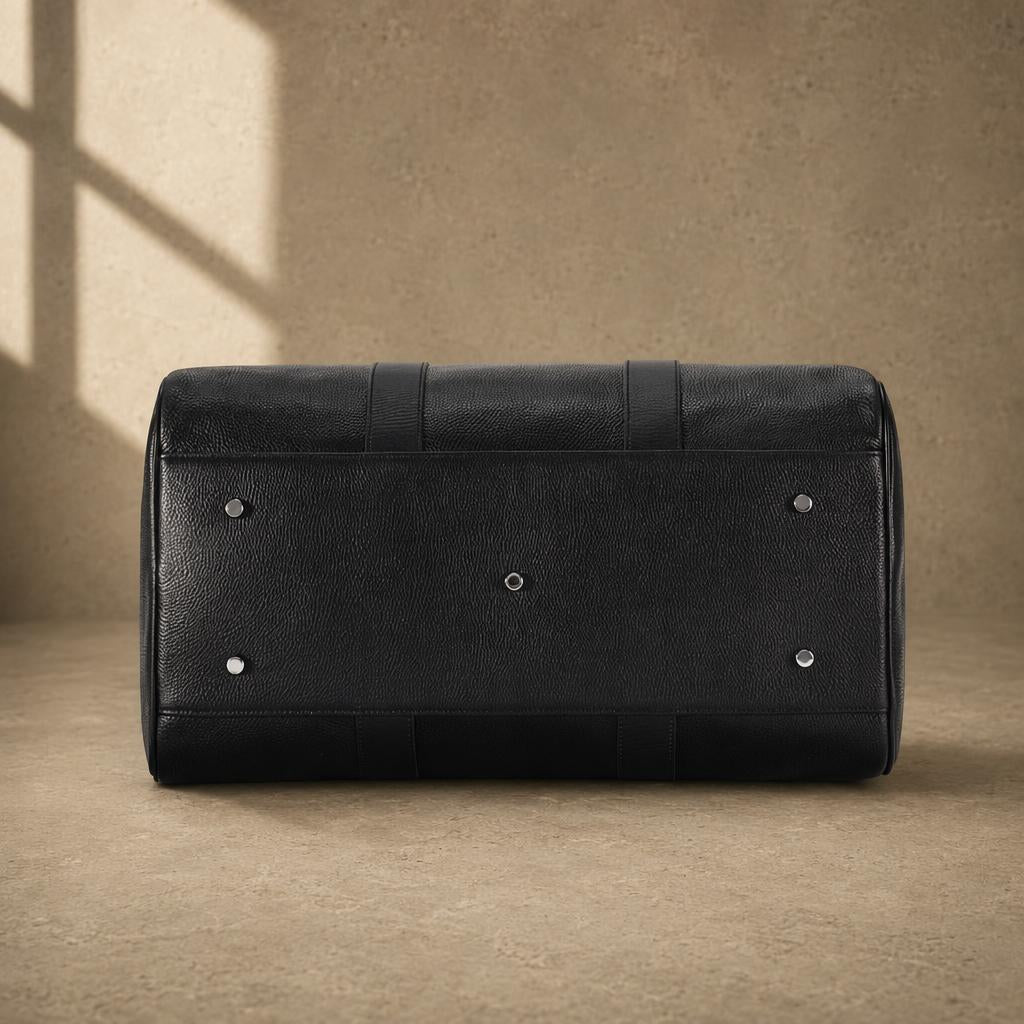 The Harbor Black Leather Holdall Bag