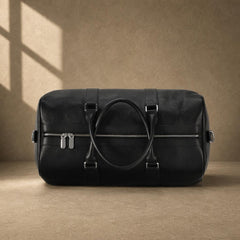 The Harbor Black Leather Holdall Bag
